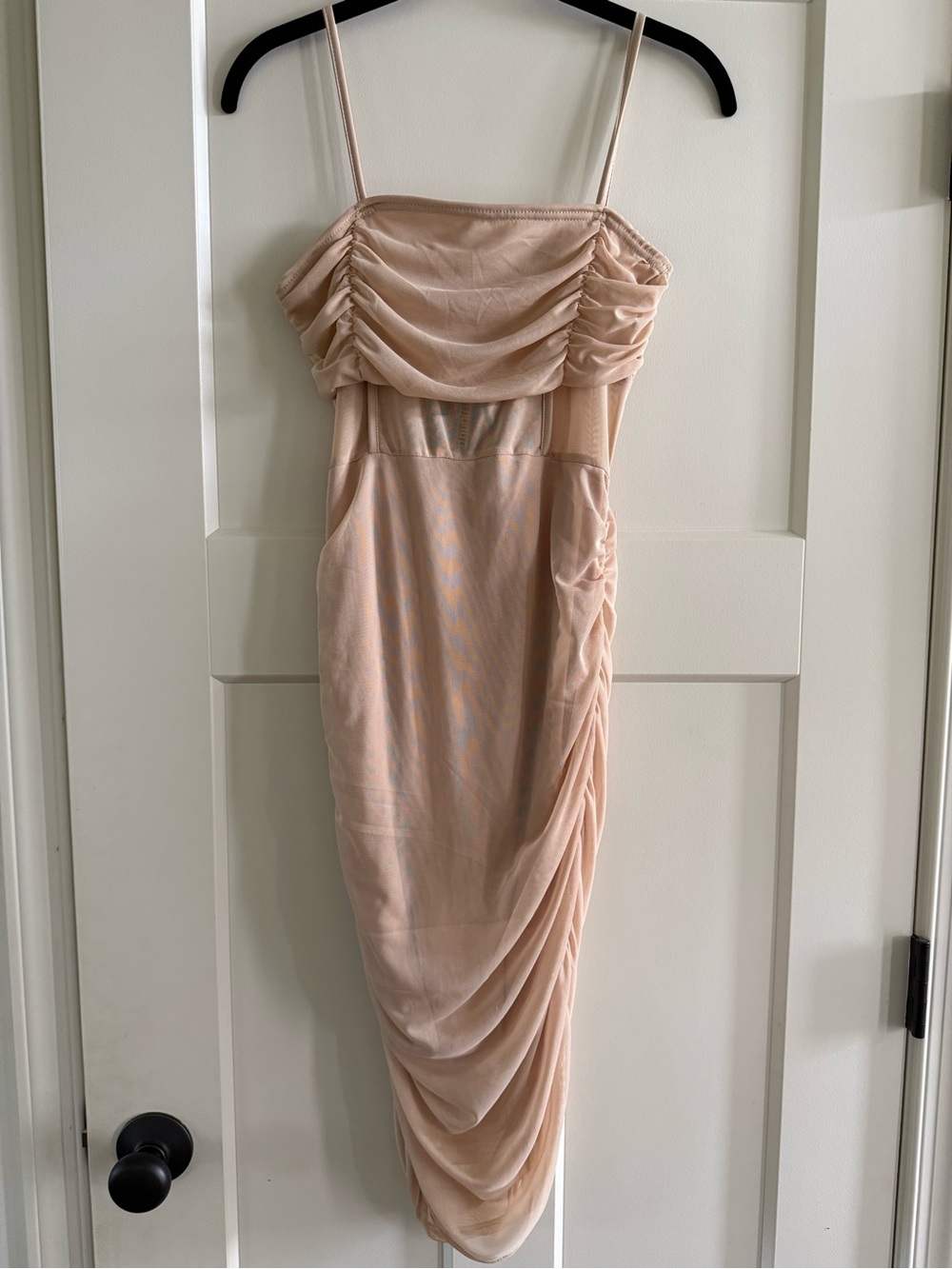 NWT PrettyLittleThing Ruched Strapless Slip Dress in Nude Blush